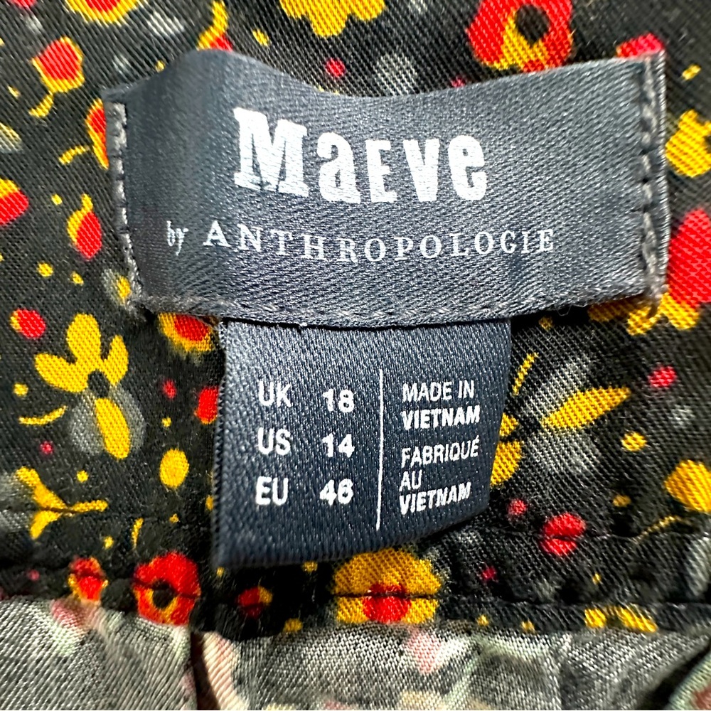 Anthropologie Black Floral Long-Sleeve Tiered Dress - Picture 2 of 16